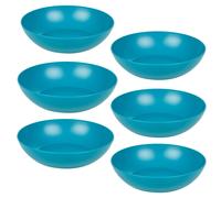 (Teal) Unbreakable Plastic Deep Round Reusable Dinner & Picnic Plates 6pcs