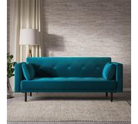 Teal Velvet Click Clack Sofa Bed - Seats 3 - Rory