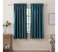 Teal Velvet Curtains 63 inches for Living Room Luxury Room Darkening Noice Reducing Curtain Elegant Bedroom Thermal Insulated Bluish Green Modern Heavy Soundproof Rod Pocket Window Drapes 2 Panels