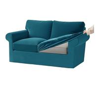 Teal Velvet Ektorp Sofa Cover Set with Elastic Bands - 5 PCS Slipcovers for 1/2/3/4 Seater Sofas - Separate Cushion & Backrest Covers - Durable Stretch Fabric