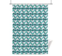 Teal White Shower Curtain for Bathroom, Geometric Ripples Abstract Art Waterproof Cloth Fabric Bathroom Accessories Set with 12 Rust Proof Plastic Hooks, 60” x 72”
