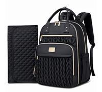 Tealari Diaper Backpack, Stylish Baby Diaper Bag, Waterproof Travel Backpack with Changing Pad, Stroller Straps, Black, L