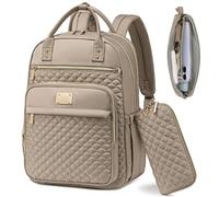 Tealari Laptop Backpack for Women,15.6 Inch Laptop Backpack for Work,Water Resistant Travel Backpack,College Bookbag with Wallet,Casual Backpack (Khaki)