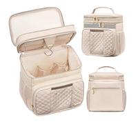 Tealari Toiletry Bag for Women,Portable Shower Caddy for College Dorm,Hanging Toiletry Bag for Travel Gym Camping,College Travel Cruise Ship Essentials Shower Bag, Cream White Leather, Toiletry Bag