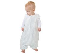 Tealbee Dreamsuit: Toddler Sleep Sack with Feet 12-18 months, 18-24 months - 1.5 TOG Winter Baby Wearable Blanket for Walkers - Rayon made from Bamboo, Organic Cotton Sleep Bag - Minty Stripes