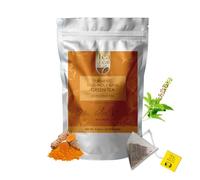 Tealeaf & Co. Turmeric Tulsi Holy Basil Green Tea - Turmeric, Tulsi & Peppermint Tea Blended with Fresh Herbs & Spices - Low Caffeine & Gluten Free - 50 Teabags