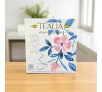 Tealia Black Tea Selection Box - 4 Blend Variety Pack - 40 Premium Pyramid Teabags (4 x 10) - Classic Black, English Breakfast, Earl Grey & Ceylon Chai - Individually Wrapped