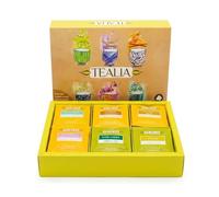 Tealia Premium Green and Herbal Tea Selection Gift Box - 48 Individually Wrapped Teabags - Pure Green, Mint, Chamomile Apple, Limone, Caramel Rooibos and Strawberry Hibiscus