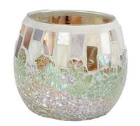Tealight Candle Holder, Ball Appearance Shell Light Color Mosaic Design Glass Material High Light Transmittance Mosaic Candle Holder for Decoration
