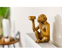 Tealight Candle Holder, Gold Finish Monkey Tea Light Candle Holder for Table Decor Candlestick Holder Lightweight Decorative Monkey Tealight Holder for Living Room