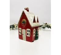 Tealight Candle Holder Housewarming Gift Cottage Ceramic Village Pottery House Ornament (Christmas Cabin (23cms))