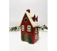 Tealight Candle Holder Housewarming Gift Cottage Ceramic Village Pottery House Ornament (Christmas House (23cm))