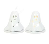Tealight Candle Holder, Incense Cone Holder Hey Boo Ghost Ceramic Tea Light Holders,Spook up Halloween Tealights Decorations, CandleHolders for Home Decor