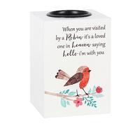 Tealight Candle Holder | White Cube | Robin Illustration | 10cm x 7cm x 7cm | pack of 8