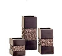 Tealight Candle Holders Table Decor Gift Set of 3-2 x 2” by 3.2/4.75/6.25” Height Centerpieces for Living/Dining Room Table, Coffee Table Decor for Fireplace/Entrance or Bathroom (Dublin Brown)