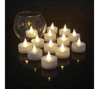Tealight Candles,24Pack Realistic and Bright Flickering Battery Operated Flameless LED Tea Light Candles, 200+ Hours led tealights in Warm White for Wedding,Halloween,Festivals,Party Decoration