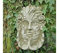 Tealight Green Lady Stone Hanging Plaque Man Bird Feeder Statue Garden Ornament