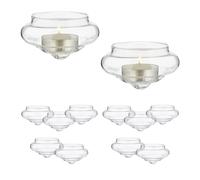 Relaxdays Tealight Holder, Set of 12, Floating Candle Glass, HxD: 4.5 x 8 cm, Bowls for Lights, Home Decor, Transparent, 4.5 x 8 x 8 cm
