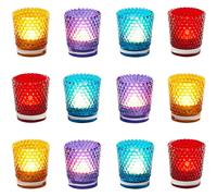 Tealight Holder Lantern Candle Holder Oriental Modern Blue Red Glass 6,5cm