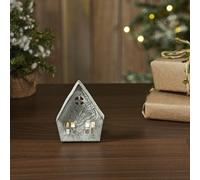 Tealight Holder Metal Village House F Antique Grey Decorative Home Accessory 3x2.75x2