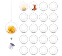 Tealight Holders Globes Fillable Acrylic: Bulk Hanging Tea Light Ball Bulb 8cm Ornaments Fillable for Party Wedding Centerpiece Christmas Home Decorations DIY, 20 Pcs