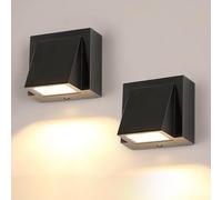 Tealight Outdoor Wall Light - 2 Pieces, IP65 Waterproof LED Wall Light, 5 W Warm Light 3000 K Square Aluminium Outdoor Wall Light for Garden, Porch, Garage, Patio, Bedroom, Living Room
