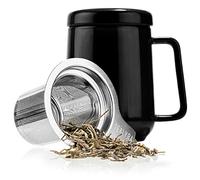 Tealyra - Peak Ceramic Black Tea Cup Infuser - 580ml - Large Tea High-Fired Ceramic Mug with Lid and Stainless Steel Infuser - Tea-for-One Perfect Set for Office and Home Uses
