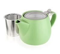 Tealyra - Pluto Porcelain Small Teapot Lime - 540ml (1-2 Cups) - Stainless Steel Lid and Extra-Fine Infuser to Brew Loose Leaf Tea