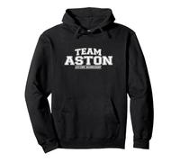 Team Aston | Proud Family Surname, Last Name Pullover Hoodie, Adult Unisex, Black, Large