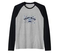 Team Blue Mustache Baby Shower Celebration Raglan Baseball Tee, Men, Black/Athletic Heather, XXL