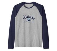 Team Blue Mustache Baby Shower Celebration Raglan Baseball Tee, Men, Navy/Athletic Heather, XXL