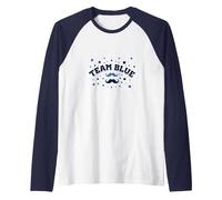 Team Blue Mustache Baby Shower Celebration Raglan Baseball Tee, Men, Navy/White, S
