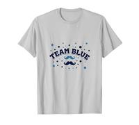 Team Blue Mustache Baby Shower Celebration T-Shirt, Men, Silver, L