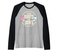 Team Boots Or Bows Gender Reveal Western Design Raglan Baseball Tee