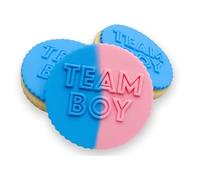 Team Boy Icing Stamp Embosser Stamp Fondant for Biscuits, Cookies, Cupcake Topper Decorations Stencil for Baby Shower Gender Reveal (60mm)