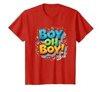 Team Boy Oh Boy! Playful Sports & Adventure Theme T-Shirt, Kids, Red, 2 Years