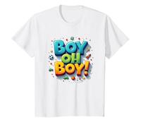 Team Boy Oh Boy! Playful Sports & Adventure Theme T-Shirt, Kids, White, 3 Years