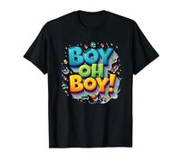 Team Boy Oh Boy! Playful Sports & Adventure Theme T-Shirt, Men, Black, M