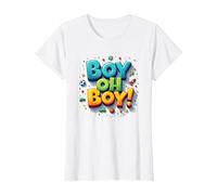 Team Boy Oh Boy! Playful Sports & Adventure Theme T-Shirt, Women, White, S