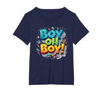 Team Boy Oh Boy! Playful Sports & Adventure Theme T-Shirt, Women's Plus, Navy, 5X