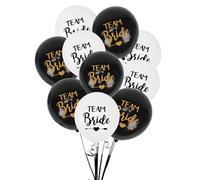 Team Bride Balloons - Pack of 10 Bridal Party Decorations Hen Do Black Gold White
