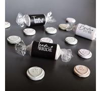 Team Bride Hen Party Love Heart Sweets Pack of 11 - Black and White Team Bride Hen Party Accesssories
