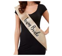 (Team Bride) Hen Party Sash Deluxe Gold Glittered - Bride To Be, Bride Tribe, Team Bride