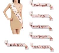 Team Bride Hen Party Sash Rose Gold Satin Pink Floral Sash with Rose Gold Text for Women and Girls Hen do Bachelorette Parties Bridal Party Favours Wedding Accessories (Bridesmaid)
