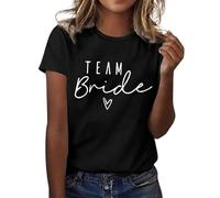 Team Bride Shirts Hen Party T Shirts for Women Bridal Partys Shirt Bridesmaid Tee Shirt Bride Squad Matching T-Shirts for Wedding Party, Holiday Black
