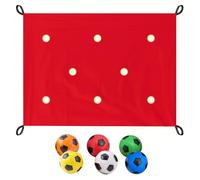 Team Building Games Kit for Work, Hole Tarp Team Building Game with 6 Balls, Storage Bag, for Class Training, Camp Activities, Office Binding Red 2 * 1.45m