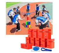 Team Building Tower Game, Outdoor Group Activity for Corporate Events & Classroom. Durable ABS Blocks Enhance Communication & Collaboration. Modular Design Fits 4-20 Players.