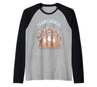 Team Caracal Cartoon Wild Cat Themed Trio Funny Artwork Raglan Baseball Tee