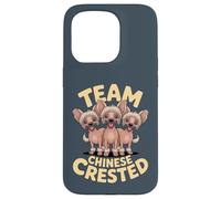 Team Chinese Crested Cartoon Hairless Breed Powderpuff Dog Case for iPhone 15 Pro