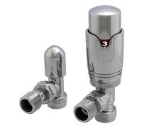 Team Controls Angled Thermostatic Radiator Valve TRV & Lockshield 15mm x 1/2'' Chrome Pack